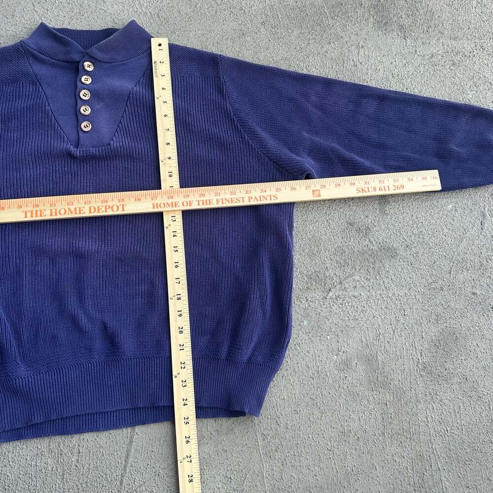 Vintage Lands' End Men's Heavyweight 100% Cotton Henley Fisherman Sweater - Picture 4 of 6